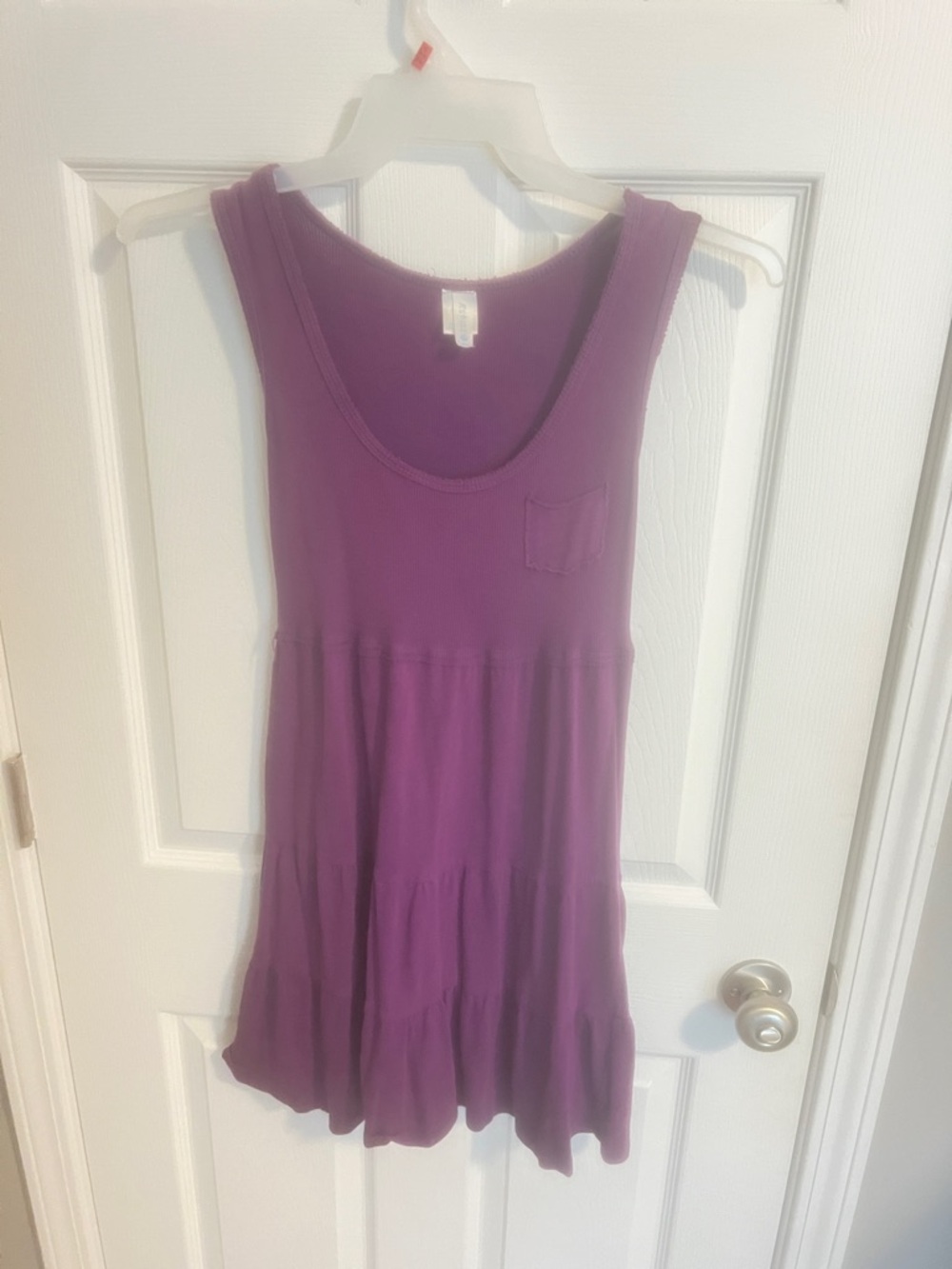 Aspire Plum Scoop-Neck Tiered Tank with Pocket